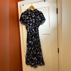 Chaps Ralph Lauren Size Small Women’s Navy Floral Midi Dress